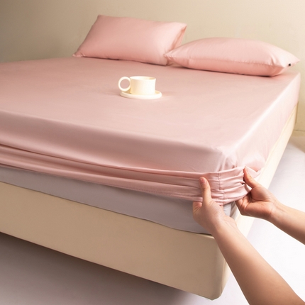 91家纺网 家纺一手货源 找家纺 莱登卡奴 2025新款A类50支莱赛尔天丝单品系列 天丝床笠樱落粉