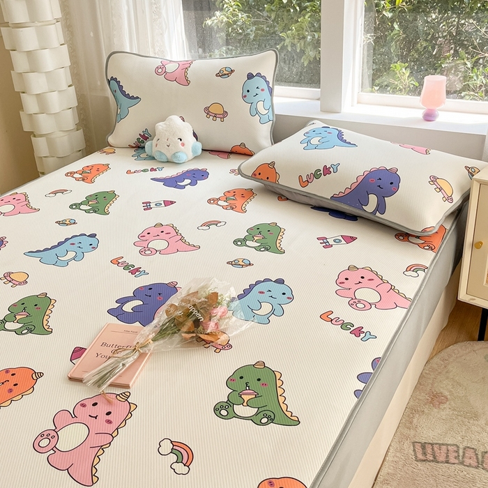 91家纺网 家纺一手货源 找家纺 星座家纺 2025新款大斜纹复合冰丝凉席-床笠款 七彩龙-床笠款