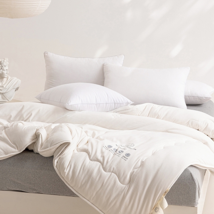 91家纺网 家纺一手货源 找家纺 易睡 2025新款A类水洗棉新疆棉花被子母被 白色