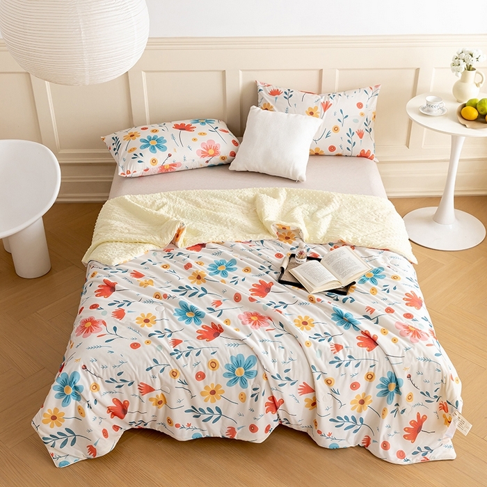 91家纺网 家纺一手货源 找家纺 绒梦里 2025新款A类小凉皮凉感冰豆豆夏被空调被 繁花