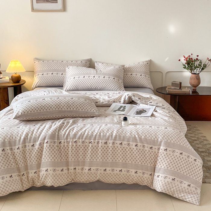 91家纺网 家纺一手货源 找家纺 诺梵家纺 2025新款有氧双层纱印花四件套 小马宝丽