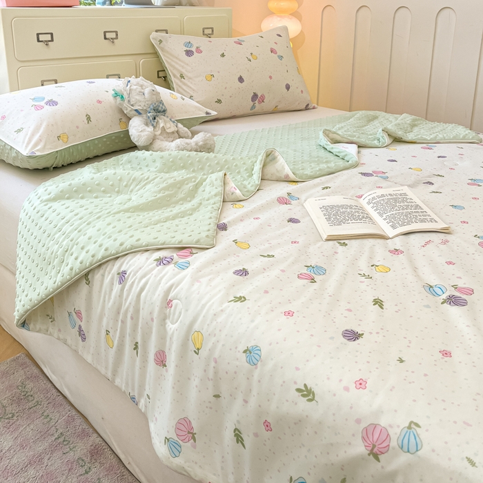 91家纺网 家纺一手货源 找家纺 羚羊语2025新款A类凉感丝冰豆豆夏凉被 七彩南瓜