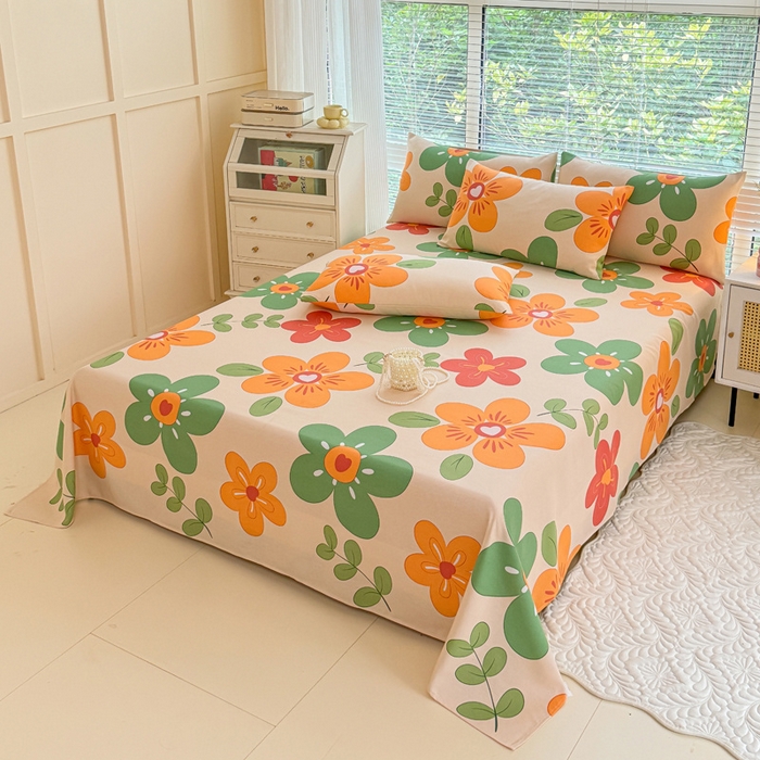 91家纺网 家纺一手货源 找家纺 仟网汇 2025新款老粗布床单粗布凉席老粗布单床单枕套单品 太阳花