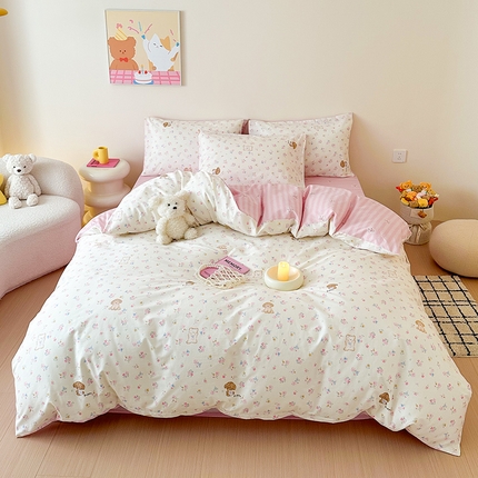 91家纺网 家纺一手货源 找家纺 典曼家纺 2025新款13372印花小清新四件套 小豆丁