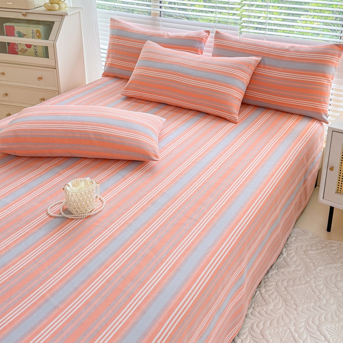 91家纺网 家纺一手货源 找家纺 仟网汇 2025新款老粗布床单粗布凉席老粗布单床单枕套单品 彩桔