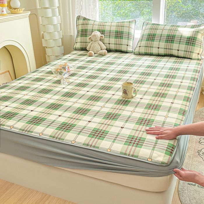 91家纺网 家纺一手货源 找家纺 星座家纺 2025新款大斜纹复合冰丝凉席-床笠款 水木年华-床笠款