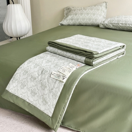 一加一 2025新款全棉三层纱提花大豆夏被 藤蔓-绿