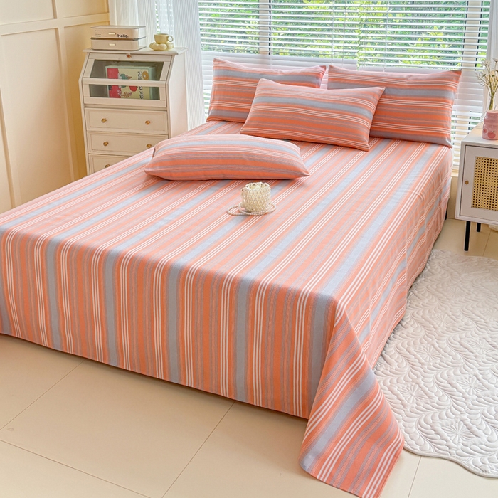 91家纺网 家纺一手货源 找家纺 仟网汇 2025新款老粗布床单粗布凉席老粗布单床单枕套单品 彩桔