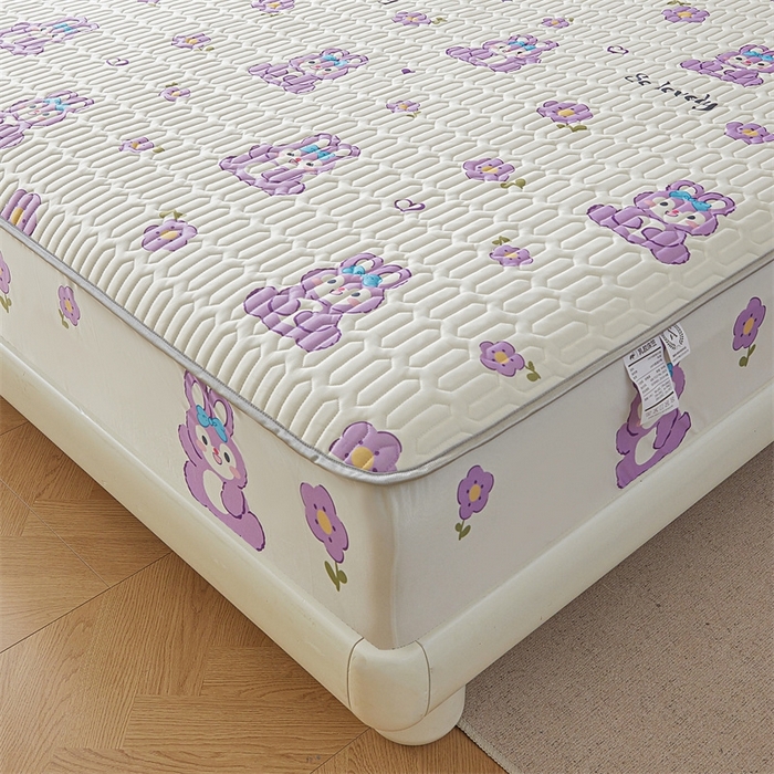 91家纺网 家纺一手货源 找家纺 雯豆2025夏季新品0.4乳胶凉席床笠款三件套凉感丝印花纯色床罩 乳胶床笠-妮娜兔