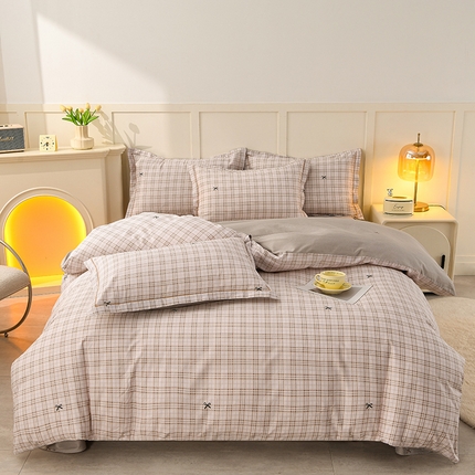 润淳 2025全棉正宗13376四件套精梳棉印花纯棉三件套13372全棉四件套 壹简咖