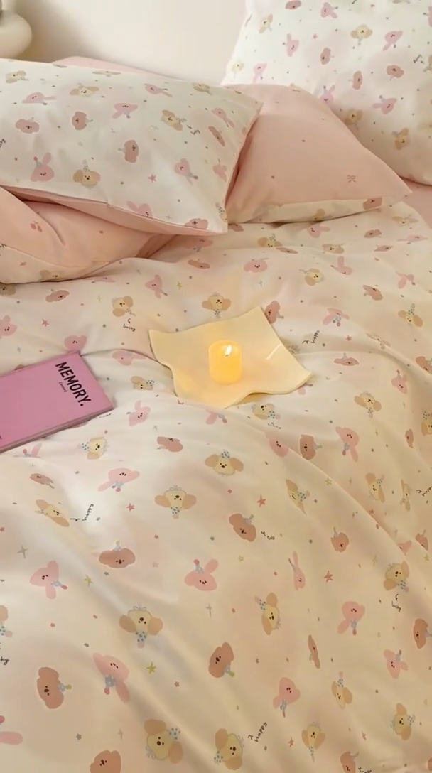 91家纺网 家纺一手货源 找家纺 典曼家纺 2025新款13372印花小清新四件套 初见