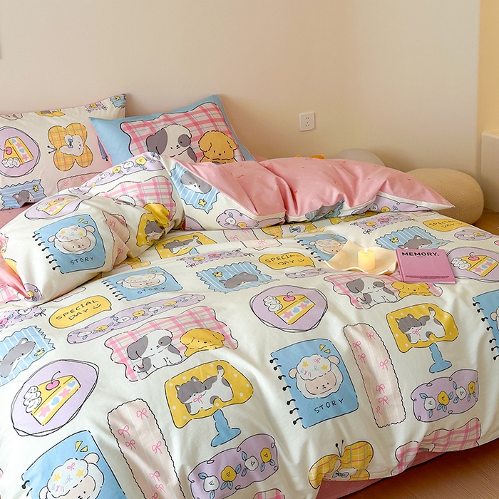 91家纺网 家纺一手货源 找家纺 典曼家纺 2025新款13372印花小清新四件套 动物城