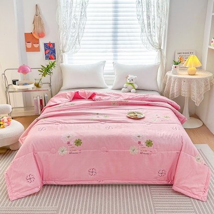 好欣怡家纺 2026新款生态棉夏被礼品被空调被直播引流款夏凉被子 生态棉包边款-粉色