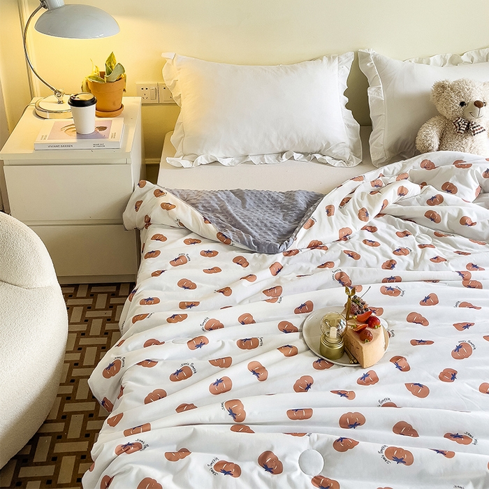 91家纺网 家纺一手货源 找家纺 绒梦里 2025新款A类小凉皮凉感冰豆豆夏被空调被 南瓜小梦