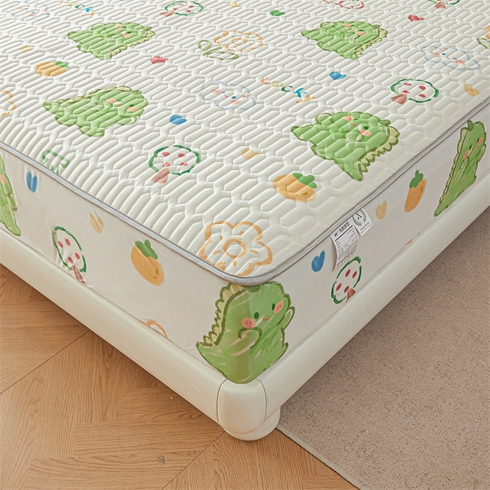 91家纺网 家纺一手货源 找家纺 雯豆2025夏季新品0.4乳胶凉席床笠款三件套凉感丝印花纯色床罩 乳胶床笠-恐龙乐园