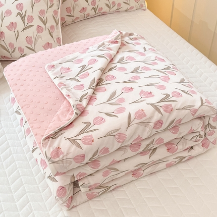 羚羊语2025新款A类凉感丝冰豆豆夏凉被 郁金香粉