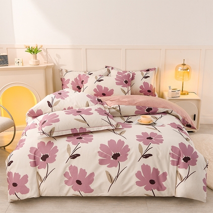 润淳 2025全棉正宗13376四件套精梳棉印花纯棉三件套13372全棉四件套 花开时光粉