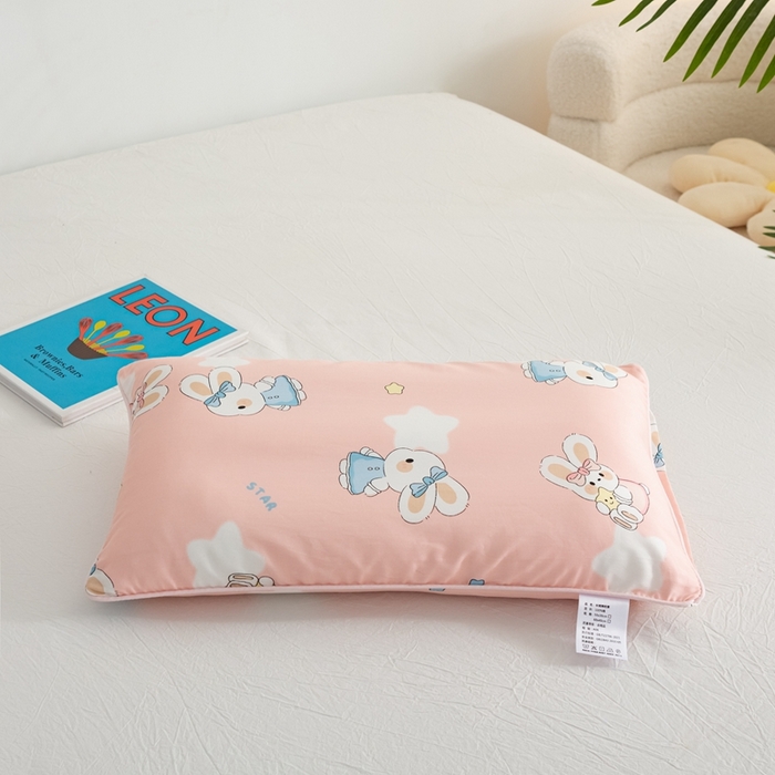 91家纺网 家纺一手货源 找家纺 萌番宝 A类新款60支长绒棉纯棉儿童枕套枕头 嗒嗒兔粉