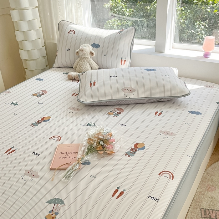 91家纺网 家纺一手货源 找家纺 星座家纺 2025新款大斜纹复合冰丝凉席-床笠款 悠悠小元-床笠款