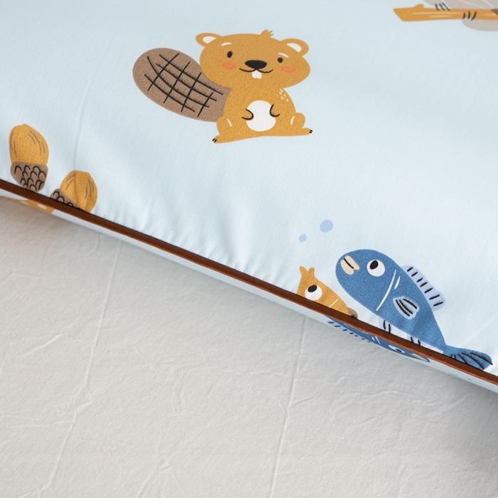 91家纺网 家纺一手货源 找家纺 萌番宝 A类新款60支长绒棉纯棉儿童枕套枕头 星愿动物园