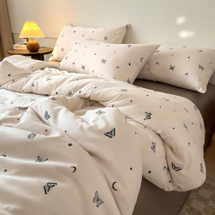 91家纺网 家纺一手货源 找家纺 诺梵家纺 2025新款有氧双层纱印花四件套 贝利