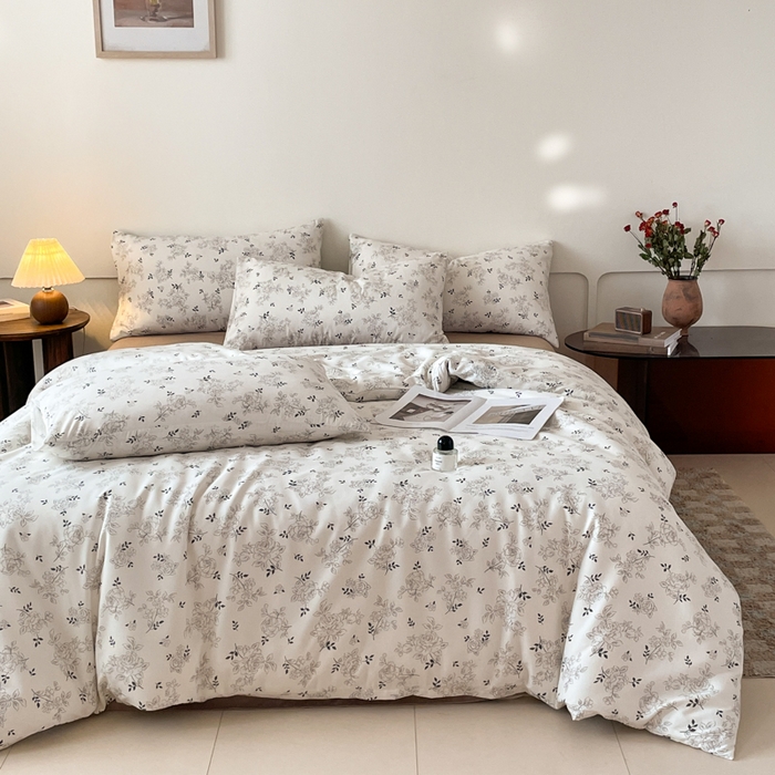 91家纺网 家纺一手货源 找家纺 诺梵家纺 2025新款有氧双层纱印花四件套 沉香