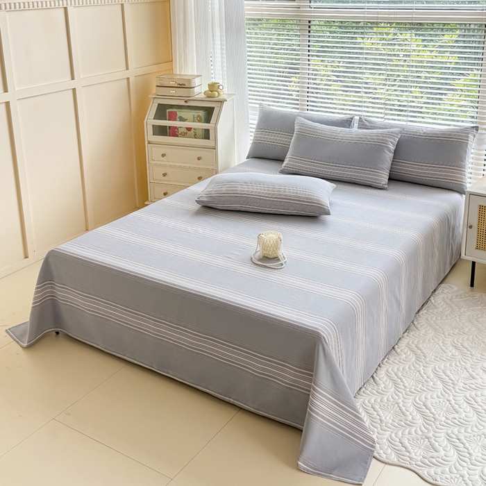 91家纺网 家纺一手货源 找家纺 仟网汇 2025新款老粗布床单粗布凉席老粗布单床单枕套单品 绅士灰