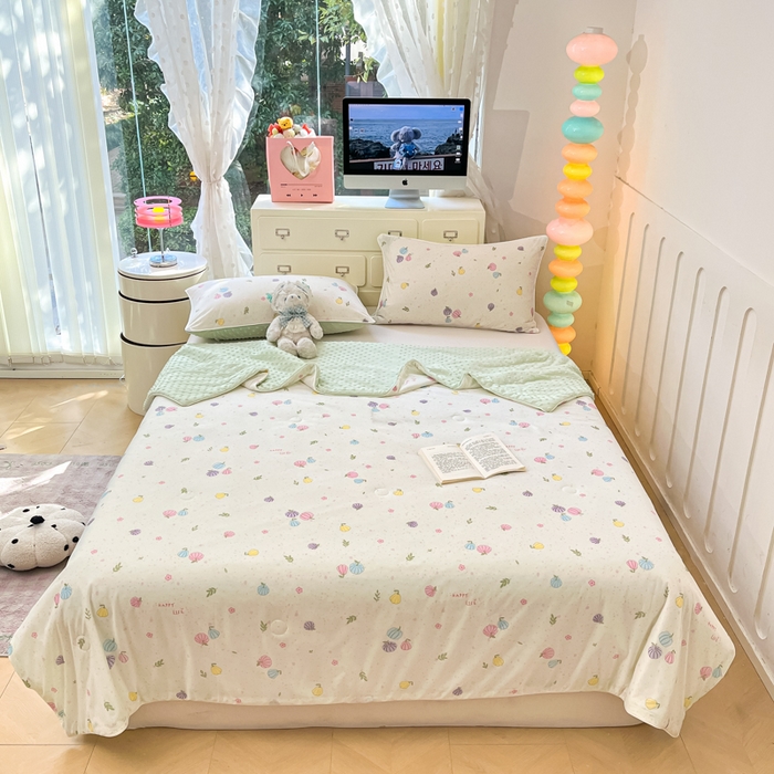 91家纺网 家纺一手货源 找家纺 羚羊语2025新款A类凉感丝冰豆豆夏凉被 七彩南瓜