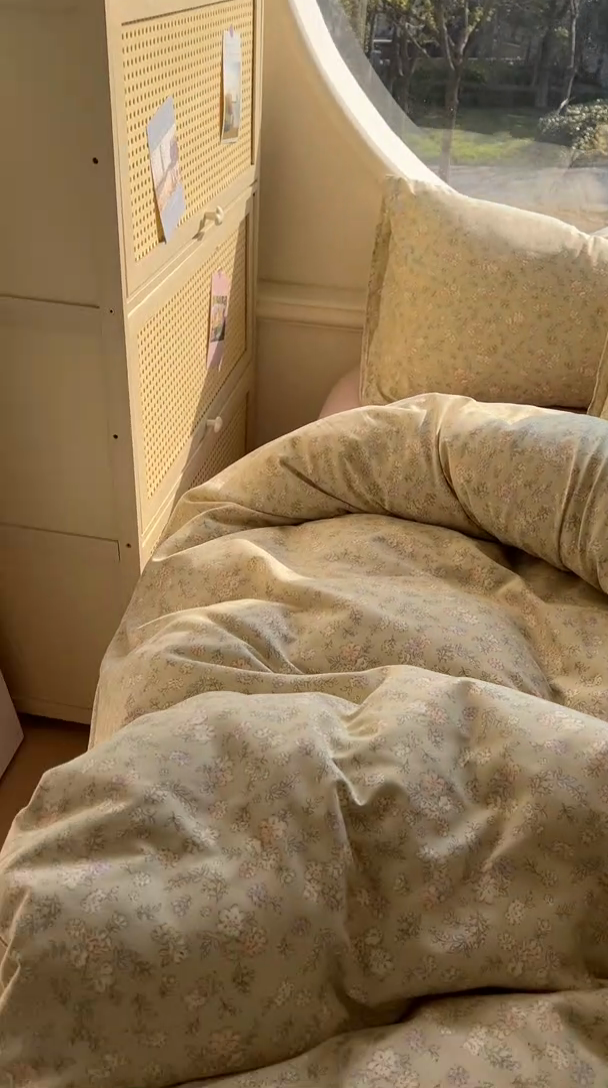 91家纺网 家纺一手货源 找家纺 花漾家居 2025新款针织双层纱被套枕套四件套 花菲花