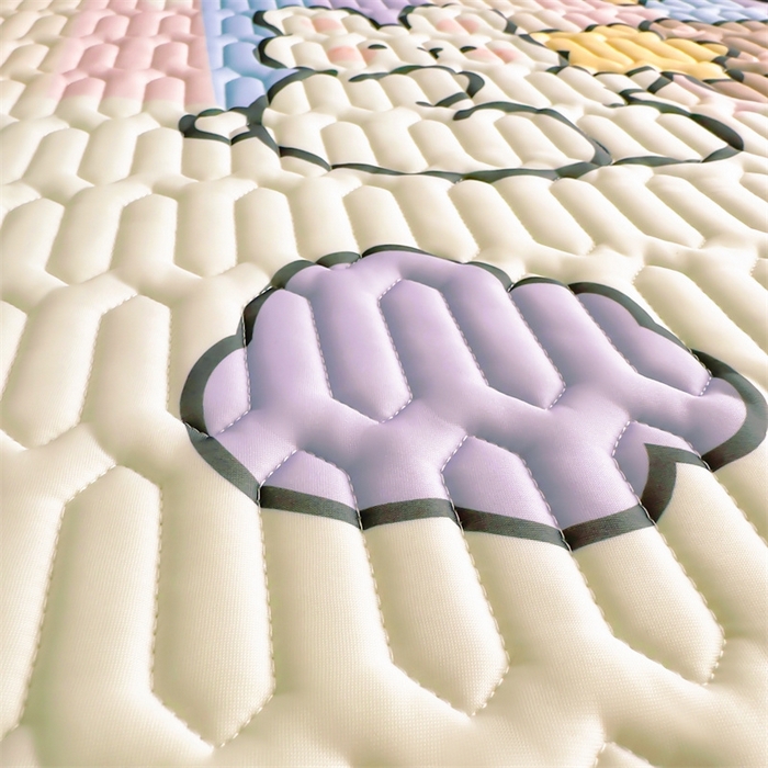 91家纺网 家纺一手货源 找家纺 雯豆2025夏季新品0.4乳胶凉席平铺款三件套凉感丝小清新印花席梦思床罩 乳胶凉席-流星飞碟