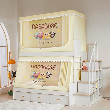 安金蚊帐 2025新款子母床印花蚊帐防尘顶 铁艺宽高伸缩支架 蛋仔派对