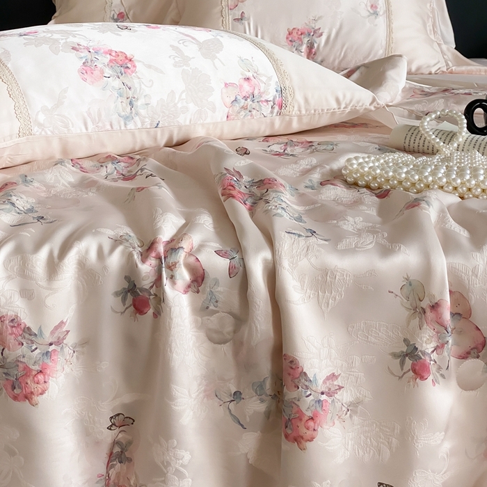 91家纺网 家纺一手货源 找家纺 （总）黛舒家居 2025新款兰精天丝刺绣提花夏被四件套-梦蝶