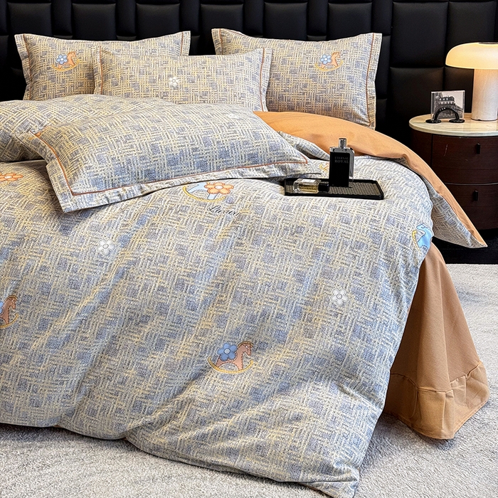 91家纺网 家纺一手货源 找家纺 海洋家纺 2025新款全棉磨毛四件套 芙拉