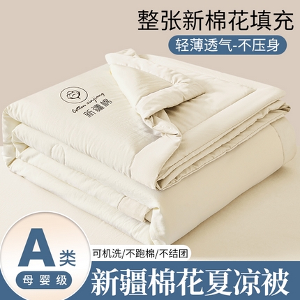 晓时候 2025新款无印风水洗棉新疆棉花被夏被夏凉被空调被子 素夏-奶白