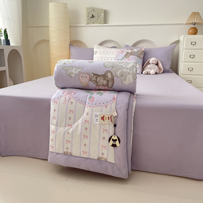 91家纺网 家纺一手货源 找家纺 丫丫2025新款里外全棉棉花夏被风格2 碎花小熊