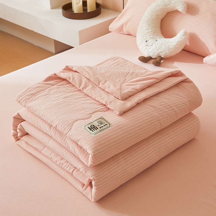 91家纺网 家纺一手货源 找家纺 招财星家纺 2025新款新疆棉花被夏被100%里外全棉棉花夏被无印风全棉色织水洗棉夏凉被空调被春秋被单人可机洗 简月