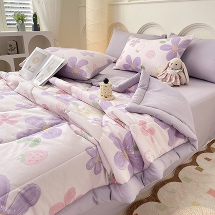 91家纺网 家纺一手货源 找家纺 （总）丫丫家纺2025全棉夏被碎花卡通小清新简约纯棉夏凉被夏被四件套三件套风格三