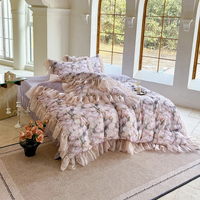 91家纺网 家纺一手货源 找家纺 仟网汇 2025新款韩版棉代尔法式四件套 仙本娜