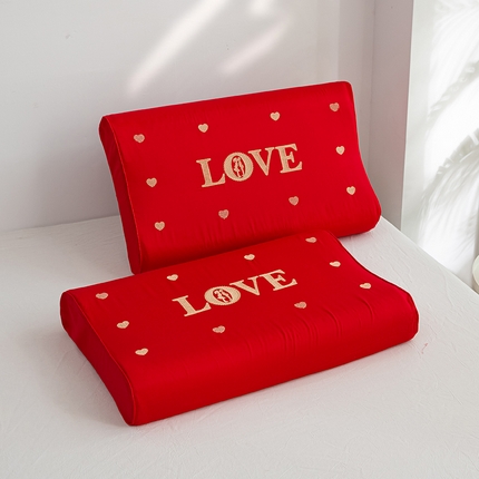 91家纺网 家纺一手货源 找家纺 （总）萌番宝 2025全棉刺绣新婚庆乳胶枕芯大红色结婚用枕头女方陪嫁送礼纯棉单人枕