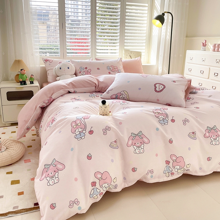 91家纺网 家纺一手货源 找家纺 宜家坊 2025热款全棉四件套学生床三件套单品床单床笠单被套印花小清新卡通碎花纯棉三四件套 美乐乐蒂