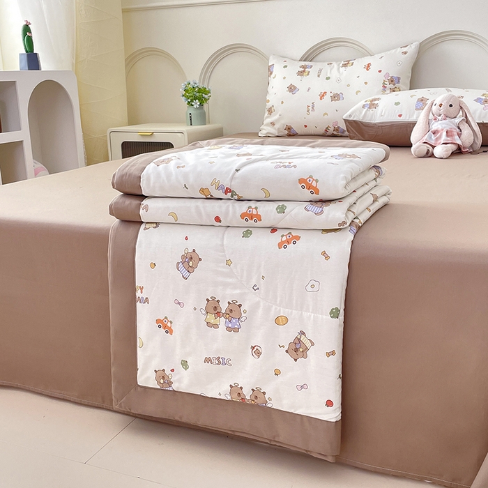 91家纺网 家纺一手货源 找家纺 丫丫2025新款里外全棉棉花夏被风格2 卡皮吧啦