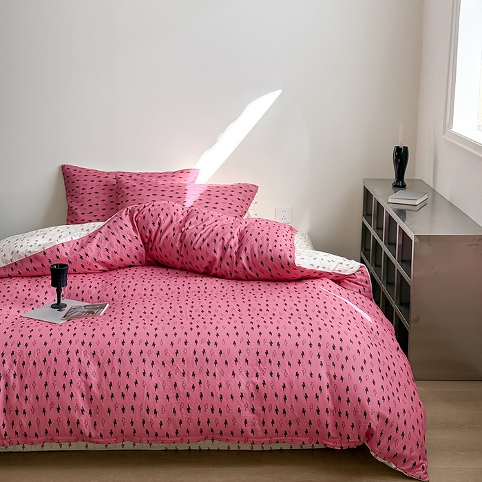 91家纺网 家纺一手货源 找家纺 窝米 2025新品简约时尚双层纱系列四件套 APT