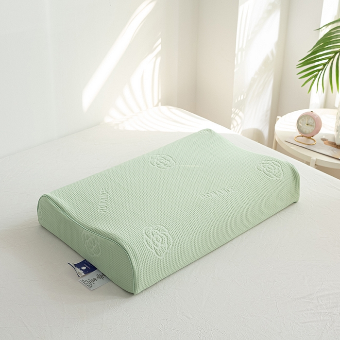 91家纺网 家纺一手货源 找家纺 萌番宝 2025山茶花冰丝凉感凉感丝乳胶枕夏季冰凉感 山茶花绿色