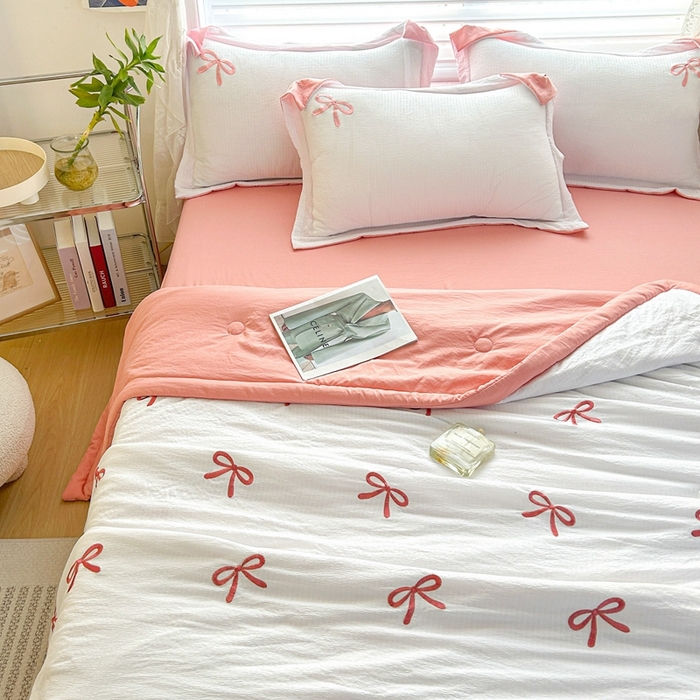 91家纺网 家纺一手货源 找家纺 （总）芙绣家纺 2025新款蝴蝶结绣花香云纱夏被夏凉被空调被