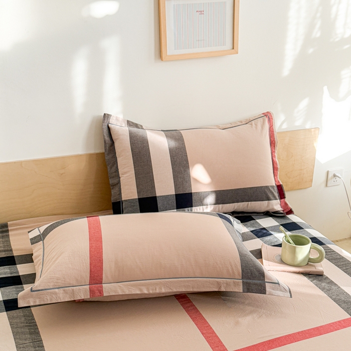 91家纺网 家纺一手货源 找家纺 喜四方 2025新款全棉色织水洗棉四件套 都市英伦大格