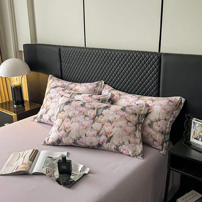 91家纺网 家纺一手货源 找家纺 仟网汇 2025新款棉代尔轻奢系列四件套 花弄影