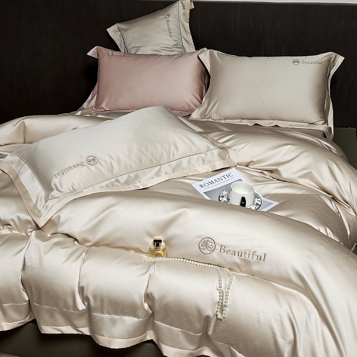 91家纺网 家纺一手货源 找家纺 U品汇 2025新款60支双股120s天丝棉提花莱赛尔纤维刺绣花四件套纯棉全棉凉感丝滑（罗宾） 罗宾-新灰绿