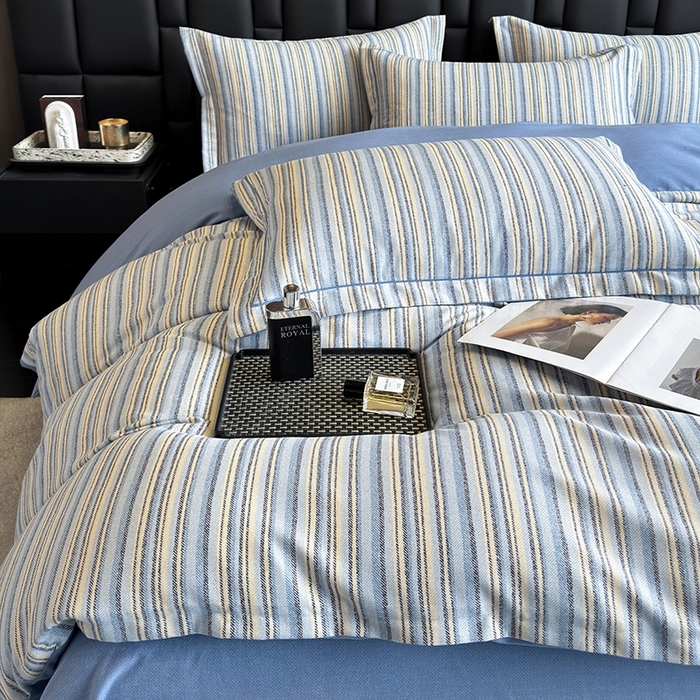 91家纺网 家纺一手货源 找家纺 海洋家纺 2026新款全棉磨毛四件套 艾尔伦 蓝