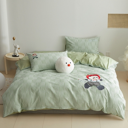 91家纺网 家纺一手货源 找家纺 怡家居 2025新款色织大提花贴布绣四件套 酷酷熊猫