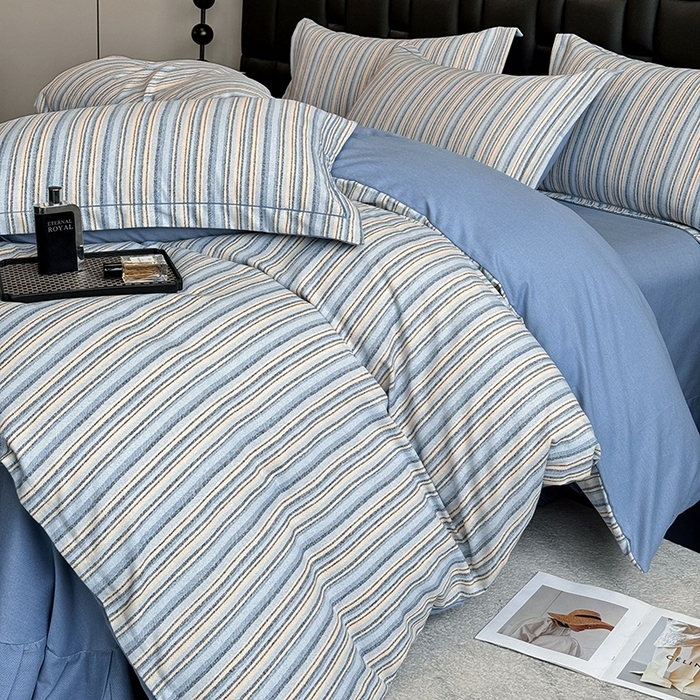 91家纺网 家纺一手货源 找家纺 海洋家纺 2026新款全棉磨毛四件套 艾尔伦 蓝